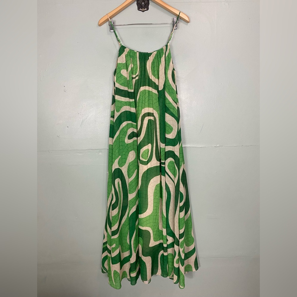 Farm Rio Tropical Boardwalk Maxi Dress Green Vacation Dress Medium - Picture 4 of 7